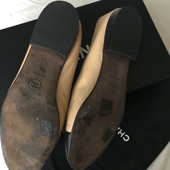 ***sold***Tan and black Authentic Chanel Flats 36 - Picture 2 of 8